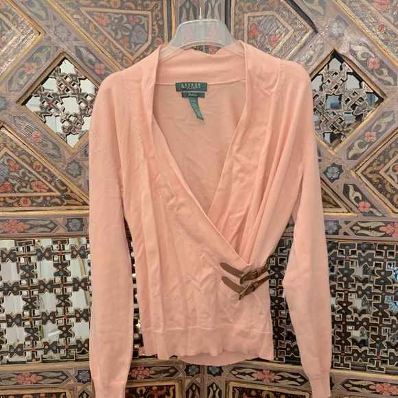 NWT Ralph Lauren petite pink sweater with buckles ๐ธ๐๐ - Picture 2 of 6